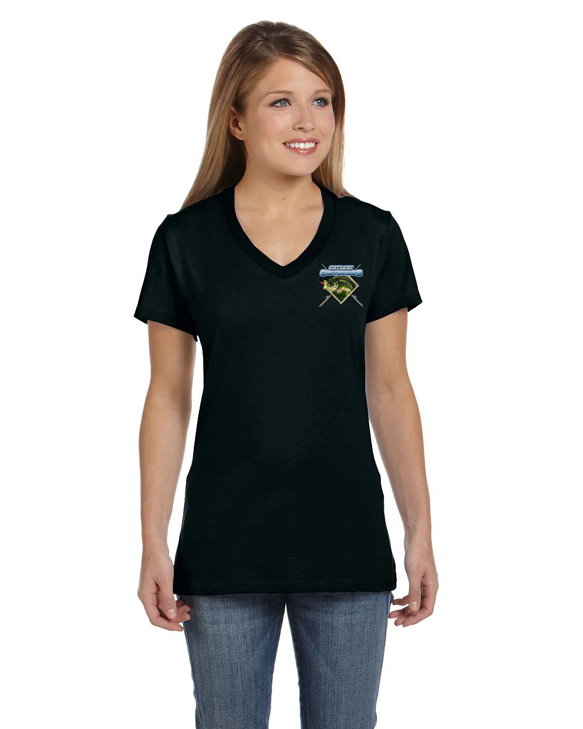 Women's Custom T-Shirt: Largemouth Bass Chasing Lure - Image 9